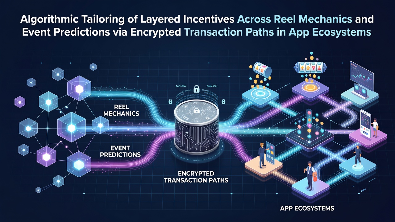 Illustration of algorithmic incentive systems in mobile gaming apps connecting reel mechanics and event predictions through encrypted transaction paths