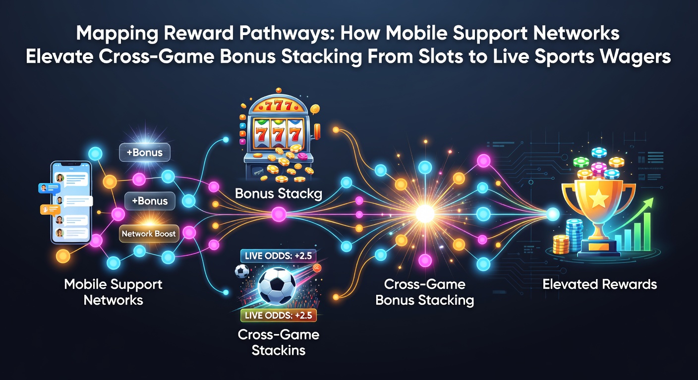 Illustration of interconnected reward pathways across mobile casino games including slots and sports betting interfaces