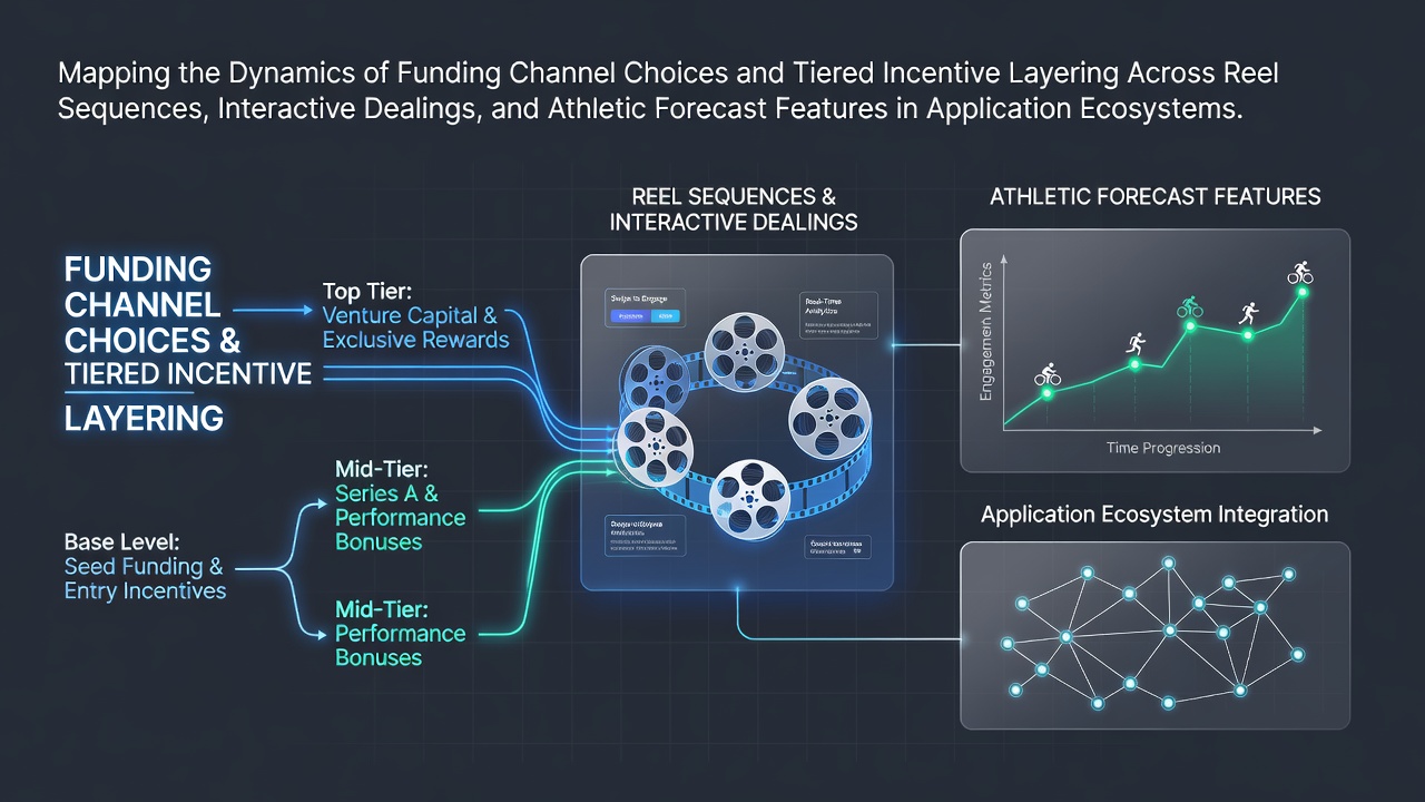 Visualization of funding channel flows connecting reel sequences, interactive dealings, and athletic forecast features within mobile application ecosystems
