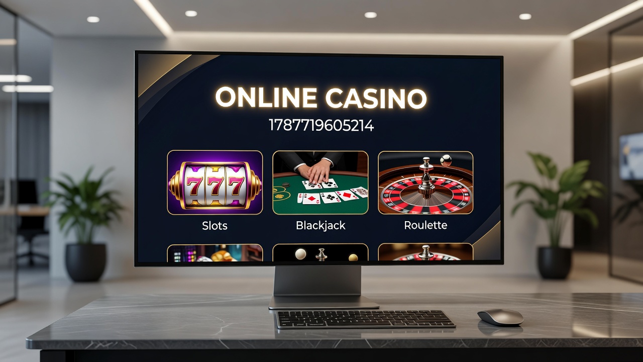 Close-up of secure online casino dashboard showing account management tools, game selection grids, and compliance notification banners