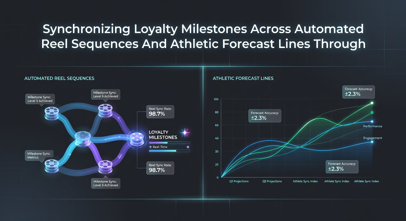 Flowchart illustrating data synchronization between reel sequences, sports forecast lines, and loyalty milestone tracking via mobile apps
